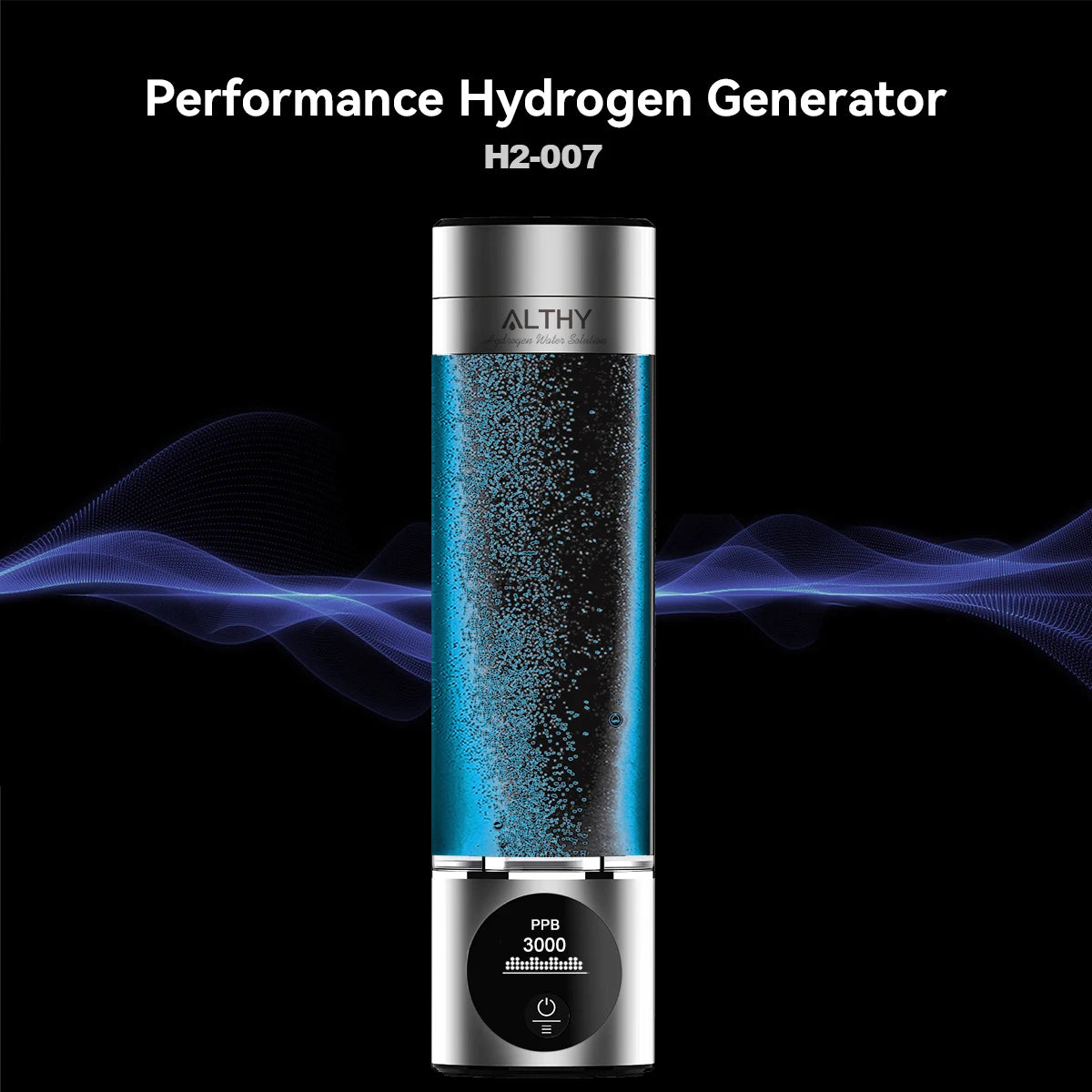 ALTHY Performance Hydrogen Water Generator Bottle DuPont SPE+PEM Dual Chamber + PPB&Time&Battery Display + H2 Inhalation Device