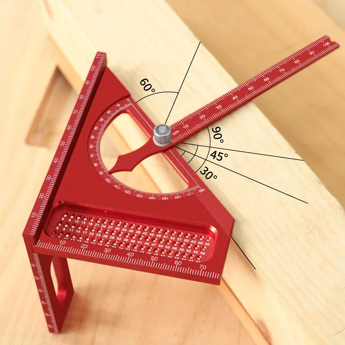 3D Adjustable Carpentry Square Protractor With 180 Degree Quick Marking Guide - Aluminum Alloy Half-Circle Set Scribing Ruler