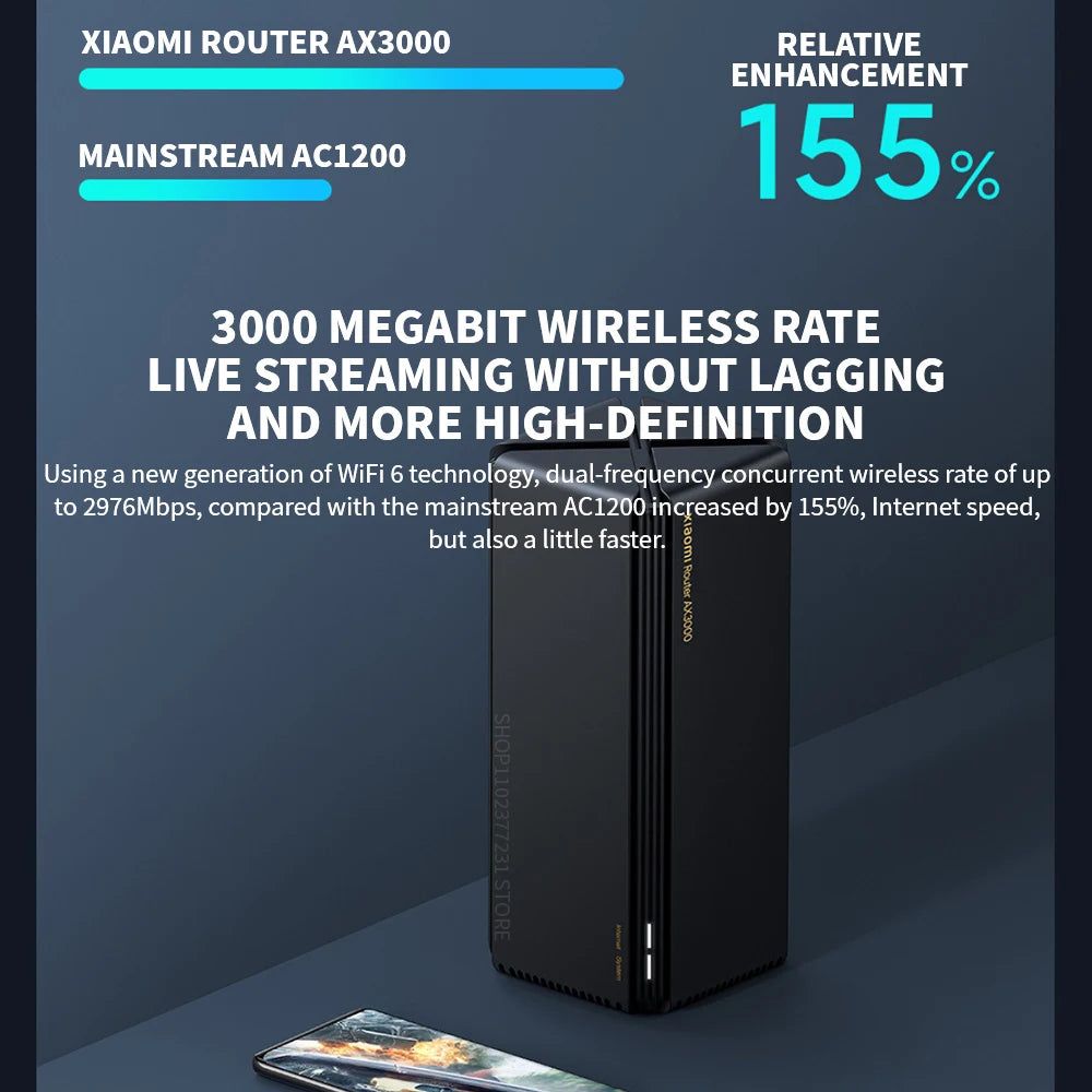 Original Xiaomi Ax3000 Wifi Router Repeater Extend Gigabit Amplifier Signal Booster WIFI 6 Nord Vpn Super Mesh 5GHz Mijia App