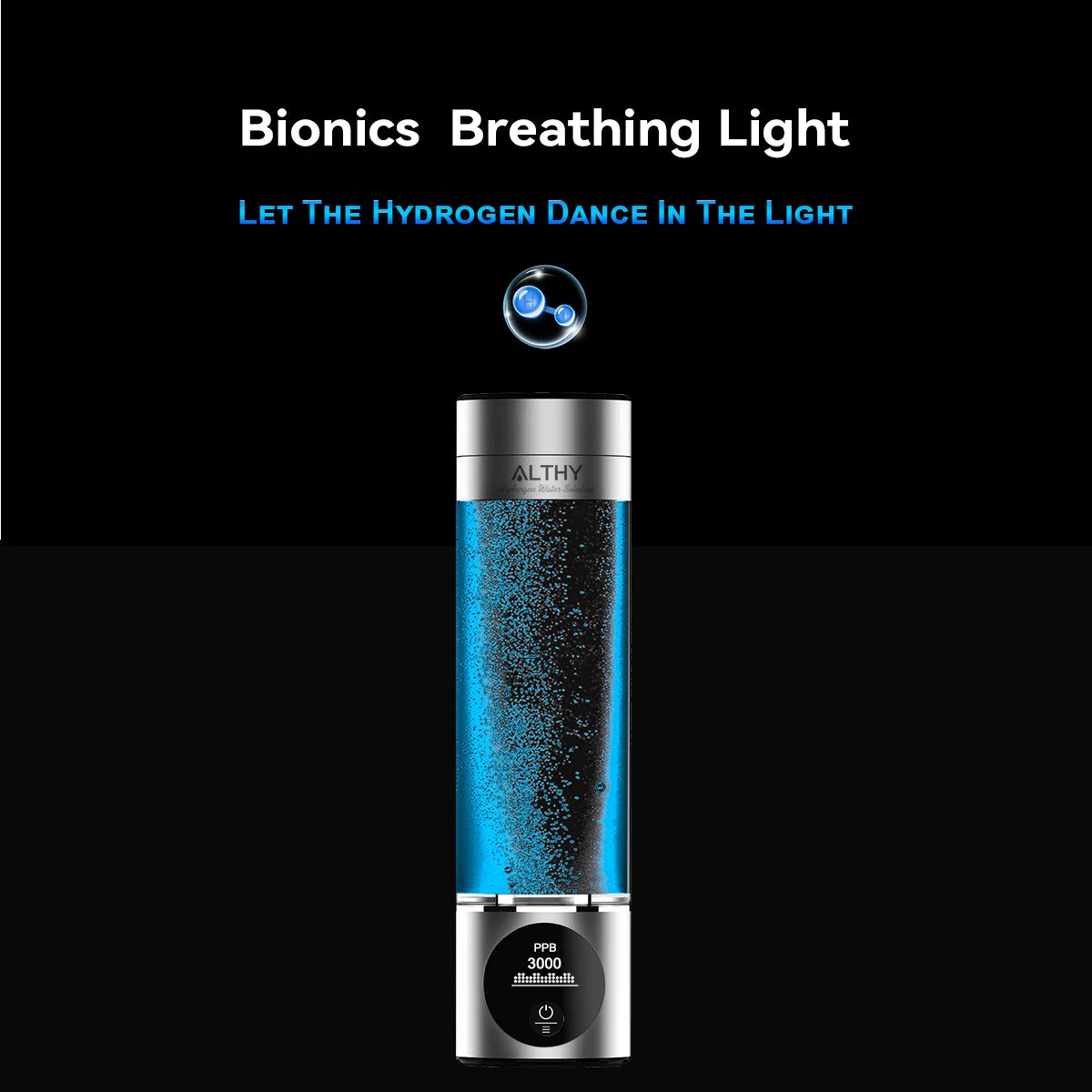ALTHY Performance Hydrogen Water Generator Bottle DuPont SPE+PEM Dual Chamber + PPB&Time&Battery Display + H2 Inhalation Device